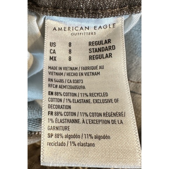 American Eagle Stovepipe Jeans Womens Size 8 Brown Baggy Relaxed Denim Pants - Picture 5 of 6